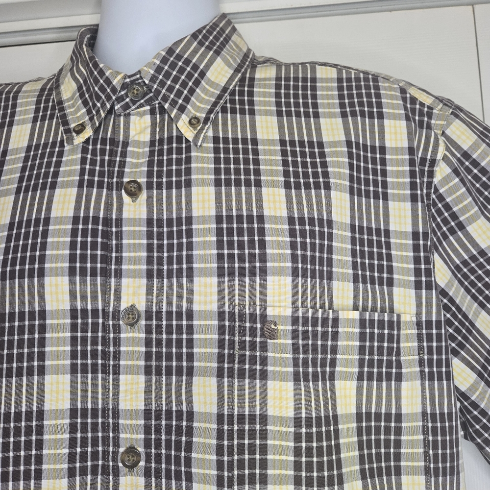 Carhartt Men’s XL Tall Relaxed Fit Button Down Shirt Short Sleeve Plaid Cotton - Picture 3 of 5
